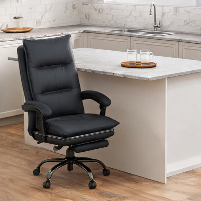 Fauteuil de bureau ergonomique massant avec dossier inclinable et repose-pieds, revêtement en microfibre grise classique, hauteur réglable, pour le travail à domicile