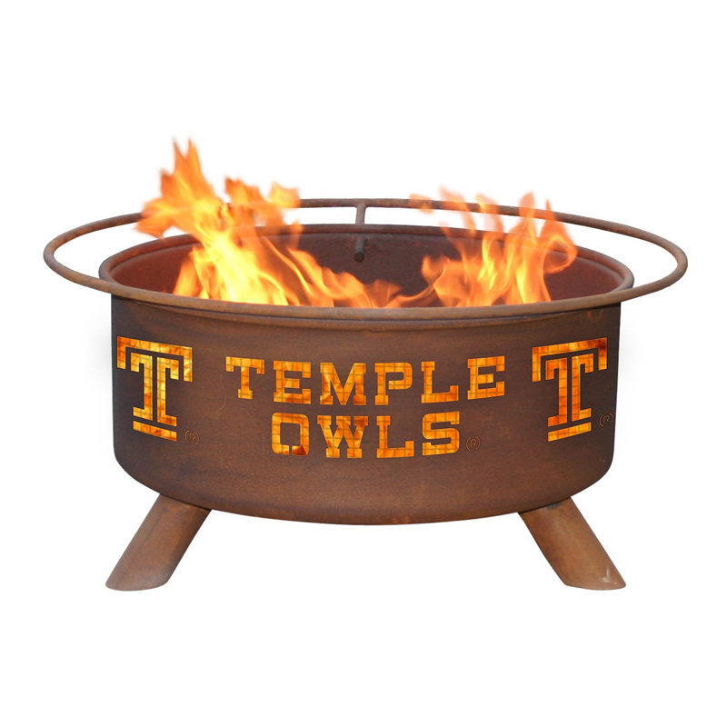 Collegiate Series 16" H x 30" W Steel Outdoor Fire Pit with Lid, Temple University