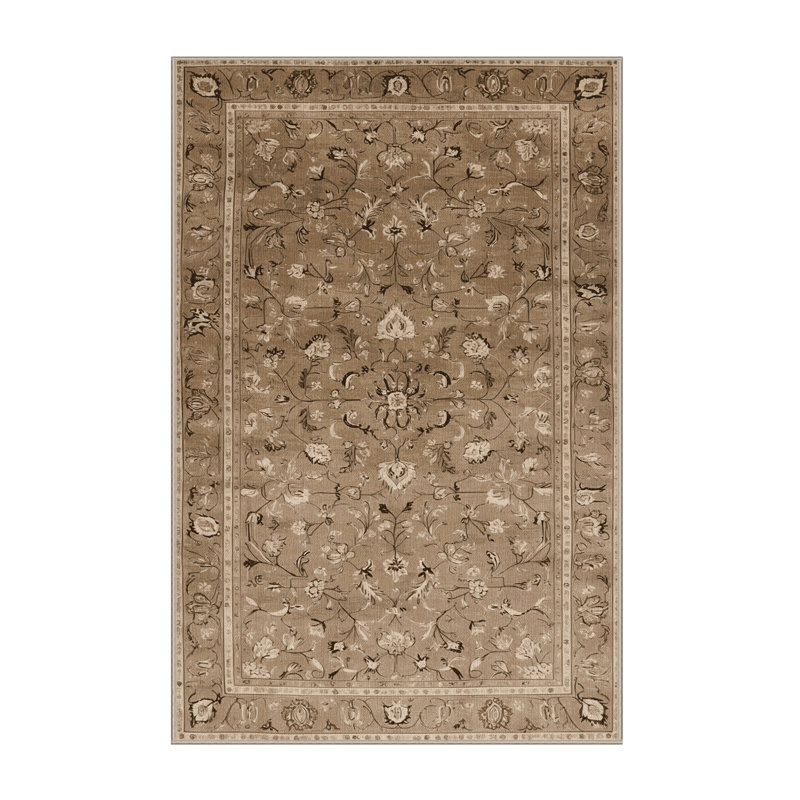 Machine Washable Persian Brown Area Rug, Rectangle 7' x 9'
