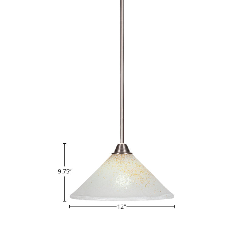 Luminaire suspendu en verre Ayrshire Paramount, H 57,75 po x l 12 po x P 12 po, Blanc, Nickel brossé