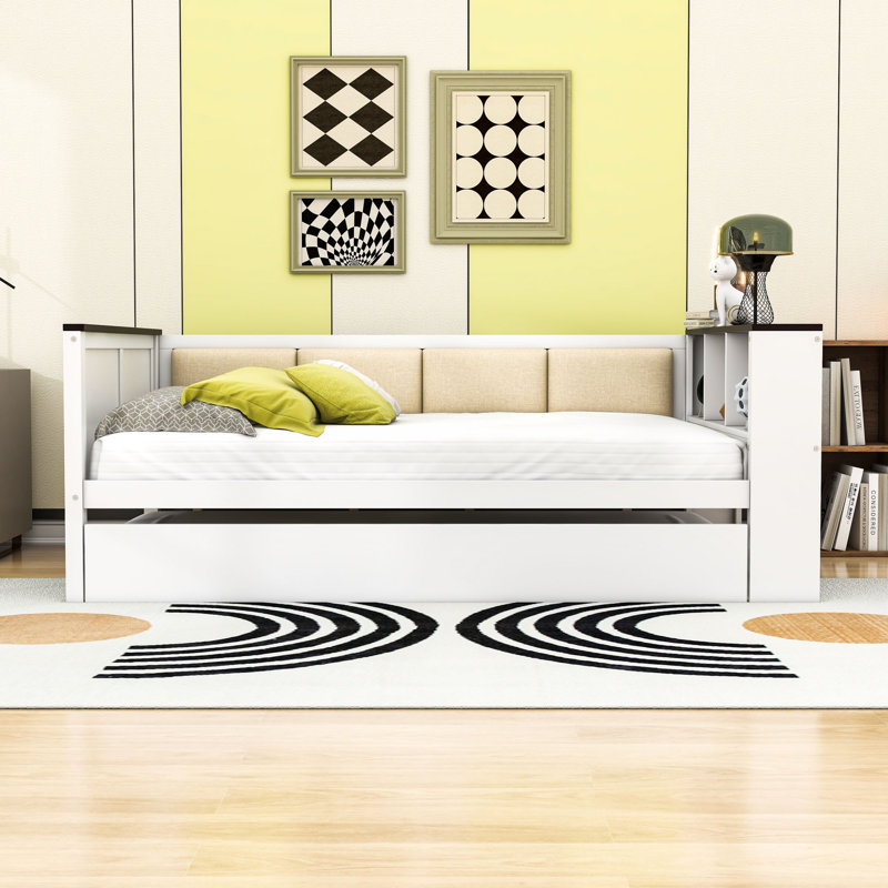 Wooden Frame Daybed with USB and Trundle and Storage, Full/Double