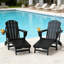 Ensemble de 2 fauteuils d'extérieur pliants en PEHD toutes saisons avec repose-pieds et porte-gobelet Adirondack-1406431706