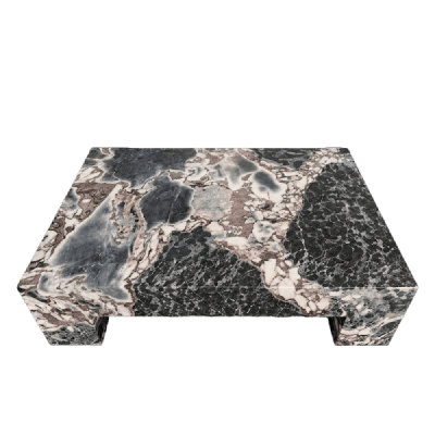 Genuine Marble Rectangular Coffee Table With Legs - Galaxy Blue Marble