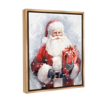 "Santa with Red Gift" par Ramona Murdock sur toile