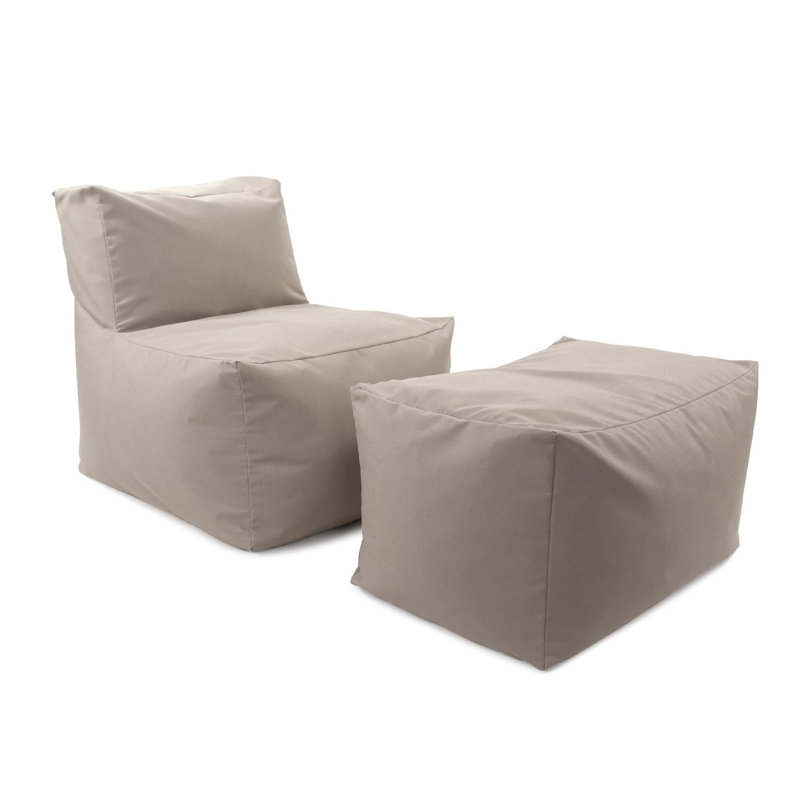 Outdoor Pouf Bench, Seascape Sand, Light Grey
