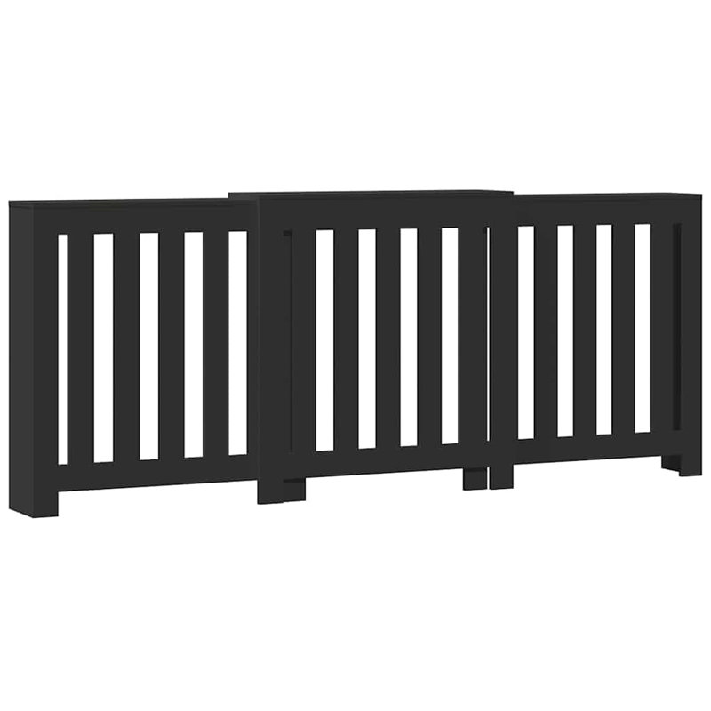 Extra Large Radiator Cover, Black, 205 x 21.5 x 83.5 cm, Vertical Slats