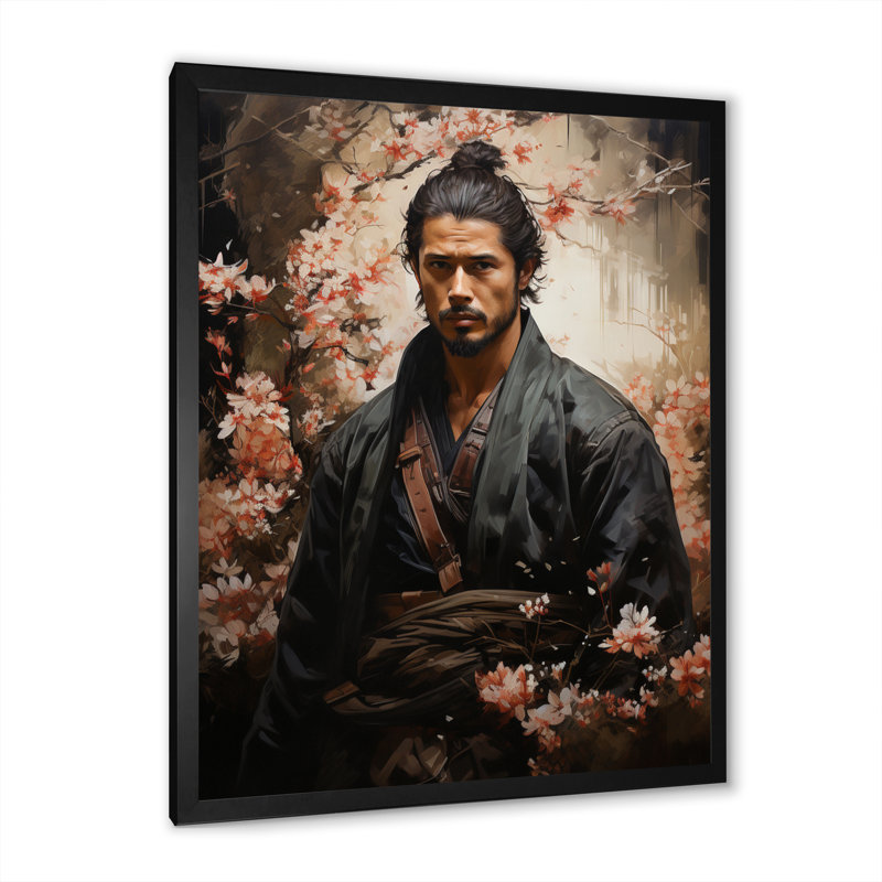 Talaisha Asian Art Samurais Resolve IV - impression, Impression noire sur toile encadrée, H 20 po x l 12 po x P 1 po