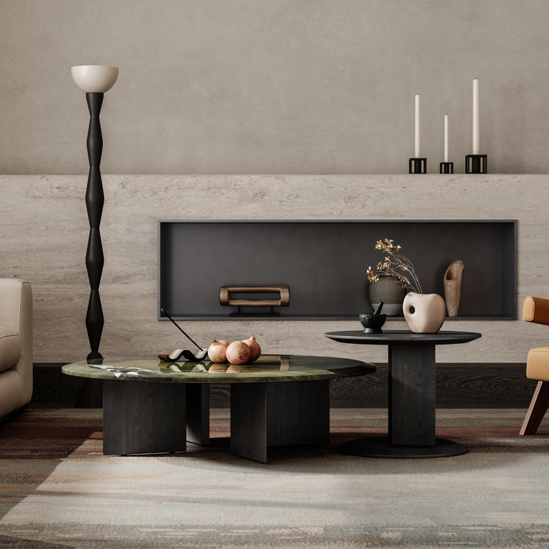 Tables basses modernes à emboîtement, table de salon de style minimaliste en vert et noir pour le salon, Vert