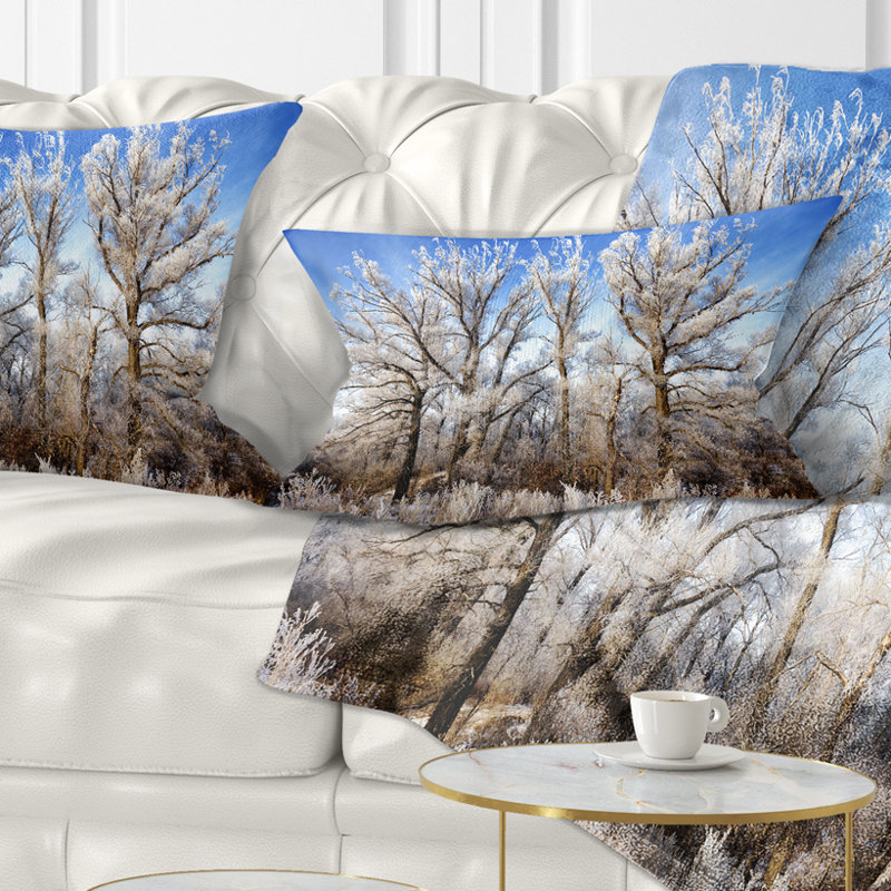 Coussin décoratif «Beautiful Winter Evening View» - paysage imprimé, 12 po x 20 po, Rectangle