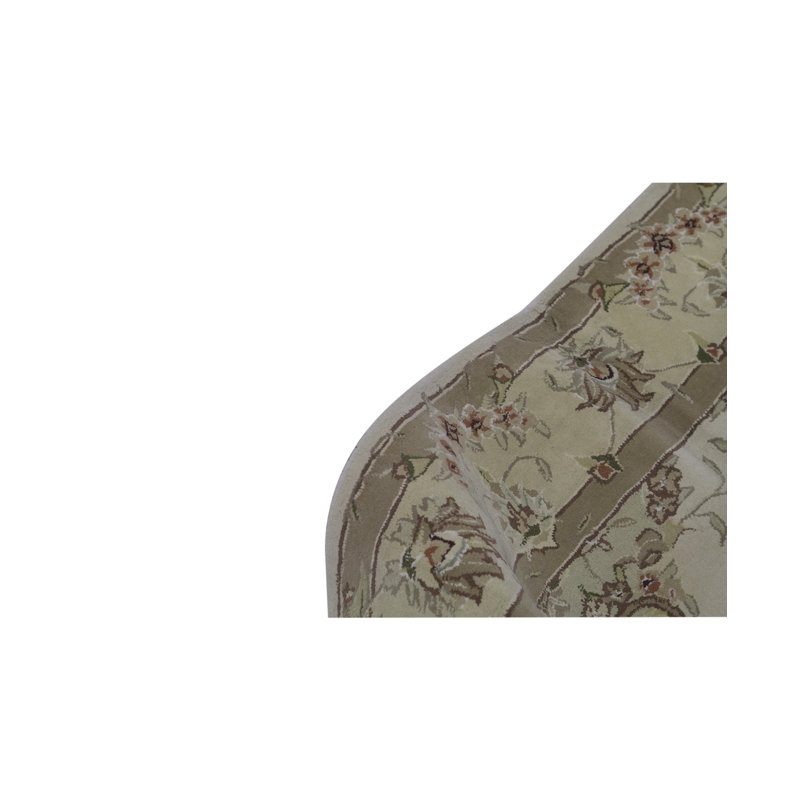 Tapis ivoire et doré de haute qualité noué à la main