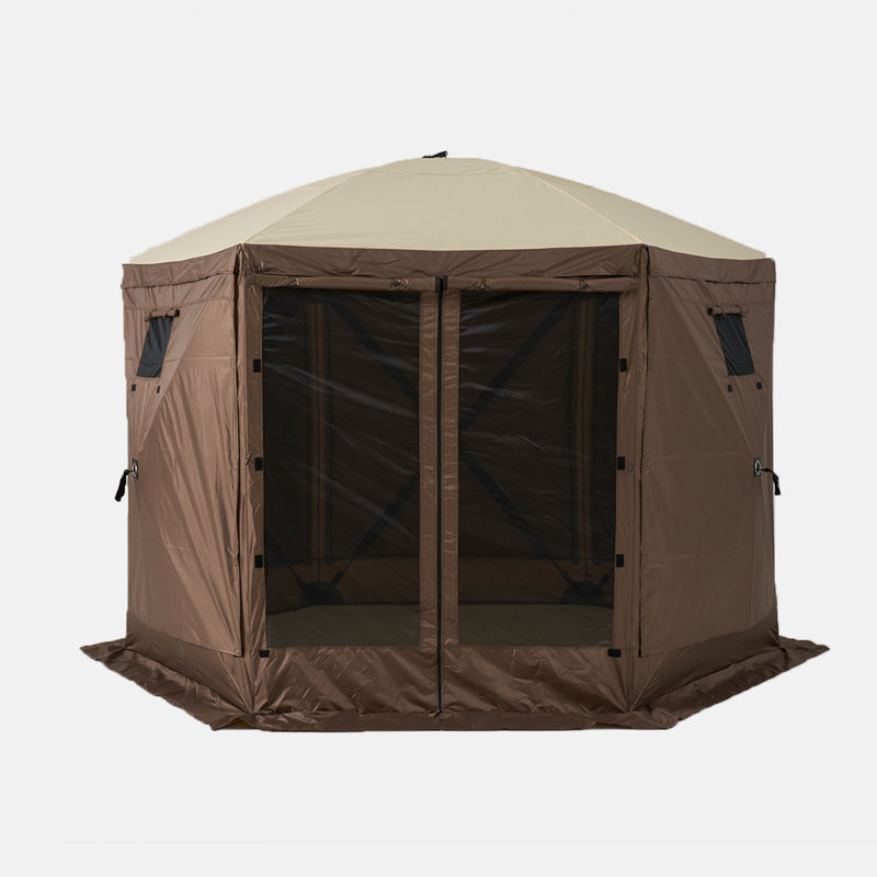 Tente de camping portative escamotable, tente d'ombrage avec 2 fenêtres à enroulement et sac de transport pour le camping, la cour arrière
