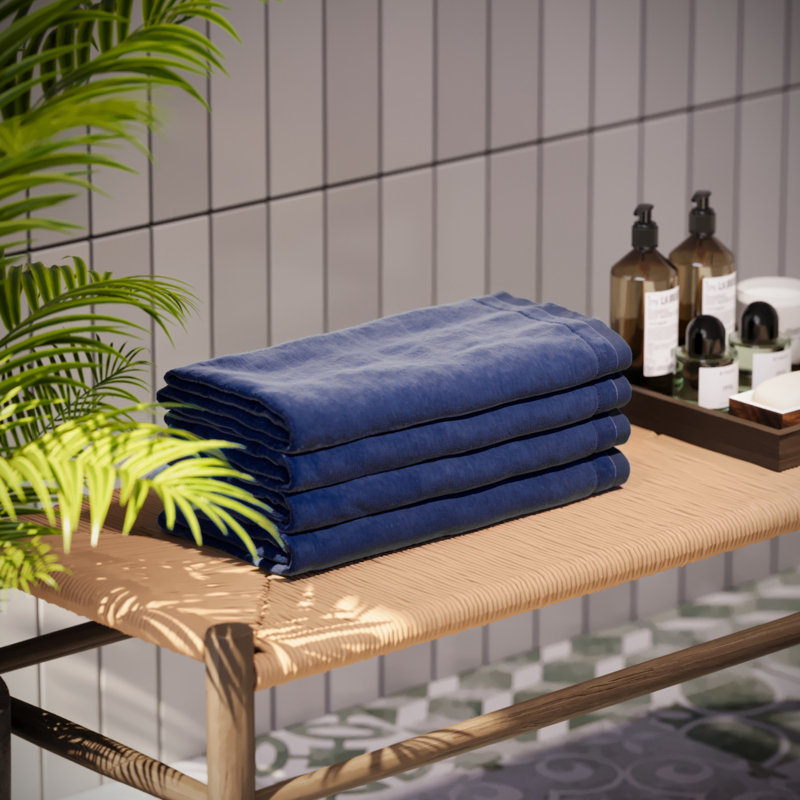 100% Cotton Fingertip Towel, Navy Blue 