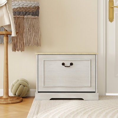 Banc de rangement pour chaussures avec 1 tiroir rabattable et tablette réglable, petite armoire à chaussures