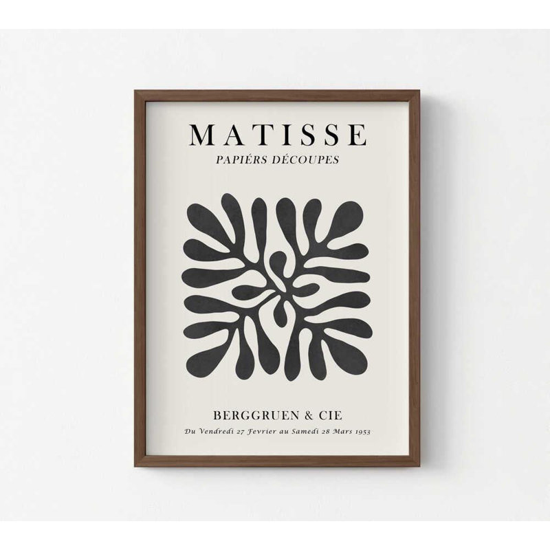 Impression florale murale: collage inspiré de Matisse, H 16 po x l 12 po, Impression encadrée sans passe-partout, Brun