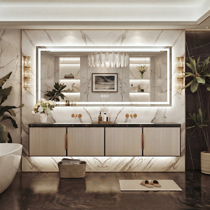 Miroir de salle de bain Lunara, 60 po x 28 po