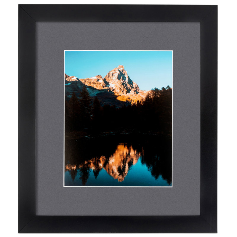 Wood Picture Frame with Mat, Mountain Gray
