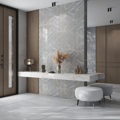 Regalia 12x12 Ash Gray Porcelain Veining Wall and Floor Tile (13.56 sq ft/case) - 14 Pack