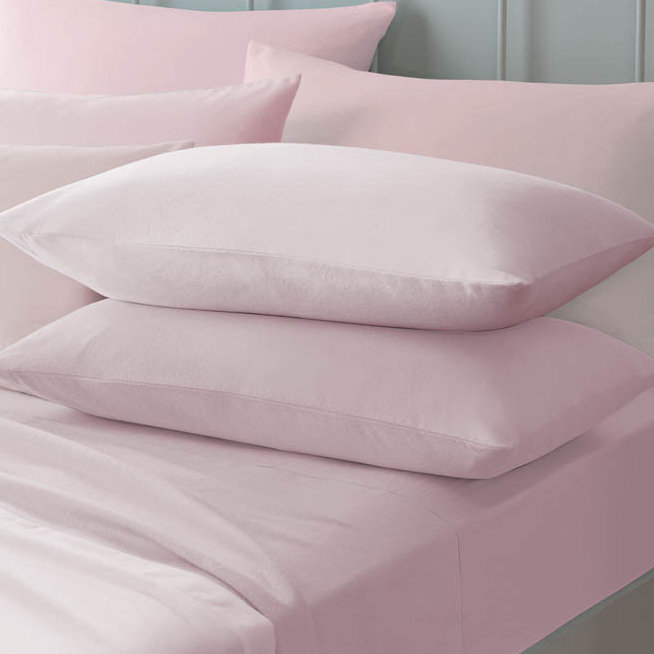 Brushed Cotton Standard Pillowcase Pair, Pink