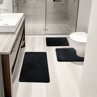 Bath Rug with Non-Slip Backing Memory Foam (Set of 3)