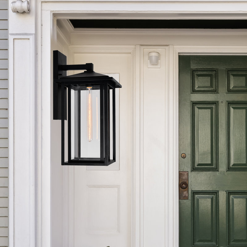 Alenushka 11'' Wide Modern Outdoor 1-Light Wall Lantern for Garage, Porch, and Patio, 21.6" H x 11" W x 12" D