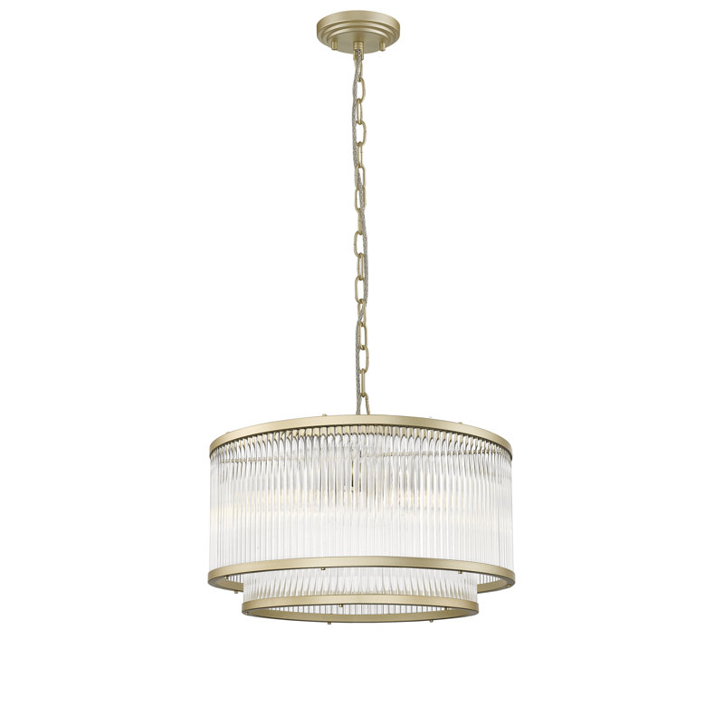 Dosch 5 - Light Geometric Pendant, Matt Gold, 145cm H x 41.5cm W, 5 Lights