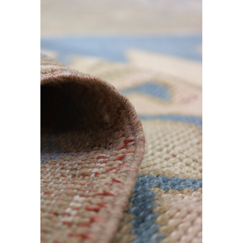 Tapis unique beige, pistache et bleu clair de 4 pi 10 po x 7 pi 8 po Nigde