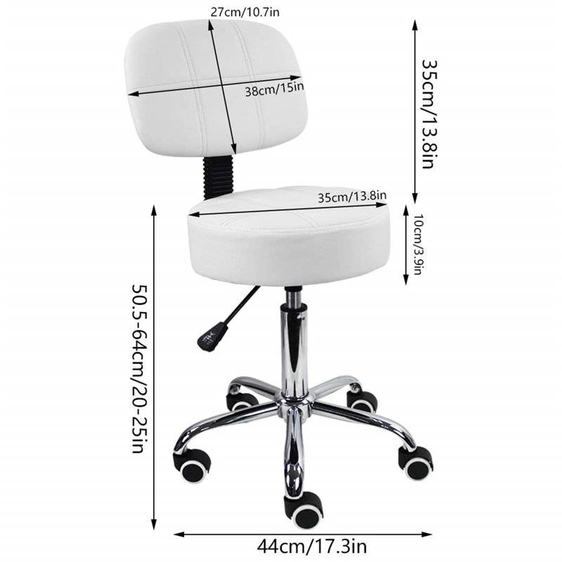 URBNLIVING Swivel Upholstered Adjustable Height Counter Stool with Metal Frame, White