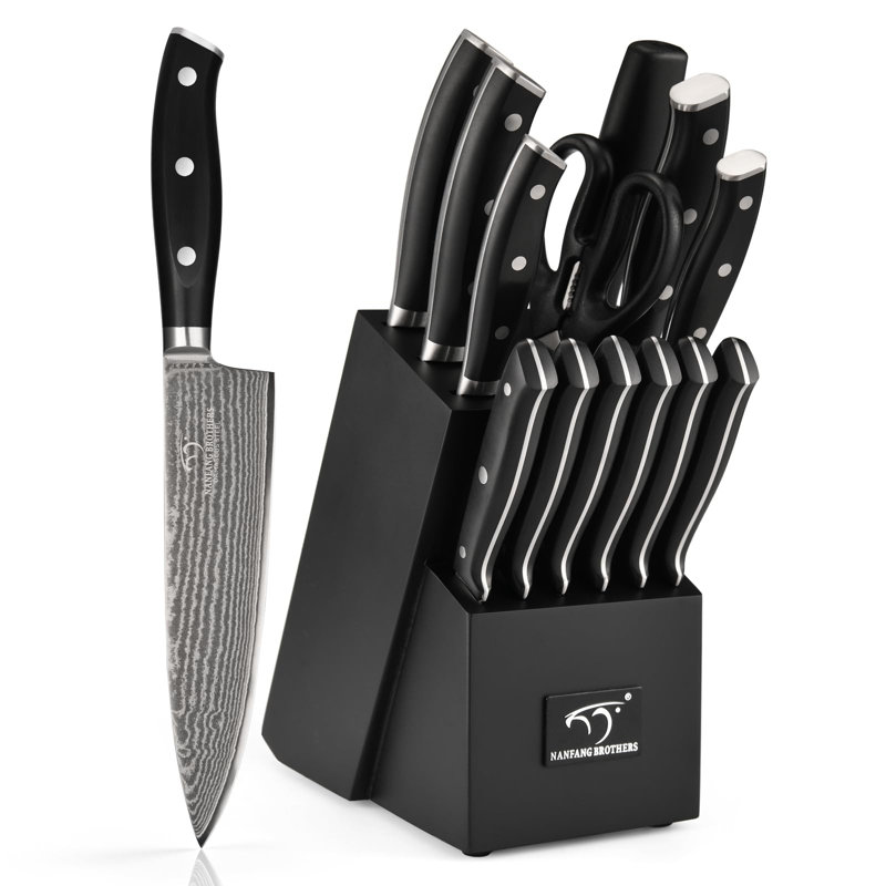 Nanfang Brothers Damascus Steel Knife Block Set