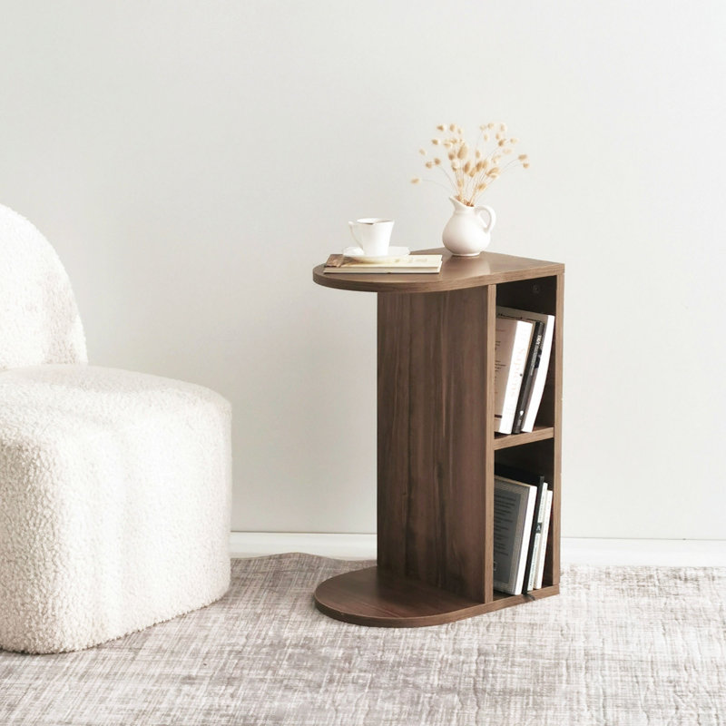 Table de bout avec tablette, Brun foncé