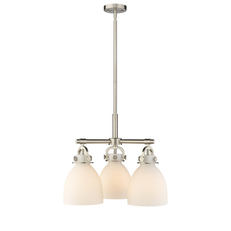 Luminaire suspendu sur tige 7 lumières Sloatsburg, Blanc mat, Nickel satiné