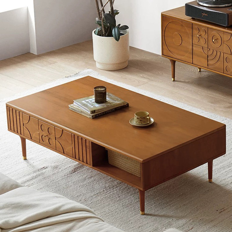 Table à thé créative en bois massif, H 15,75 po x L 51,18 po x l 27,56 po