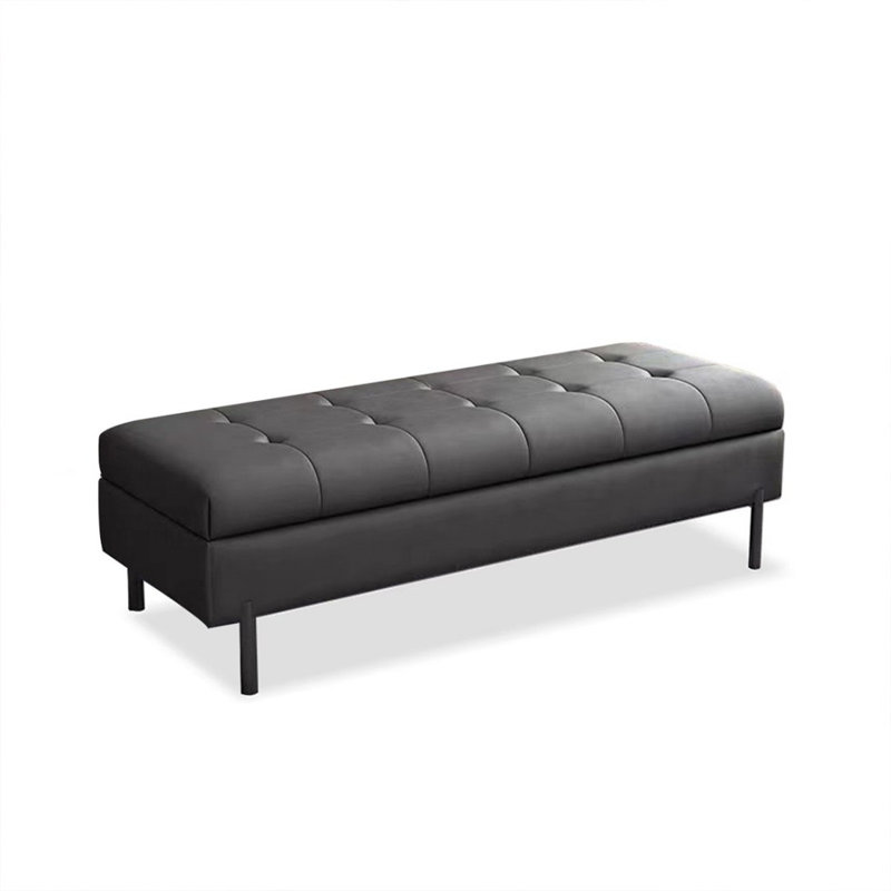 Dark Gray Upholstered Bench, 15.75" H x 62.99" W x 15.75" D, Dark Gray