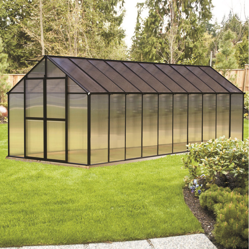 Monticello Polycarbonate Greenhouse in Aluminum, 7'6" H x 8' W x 8' D, Black