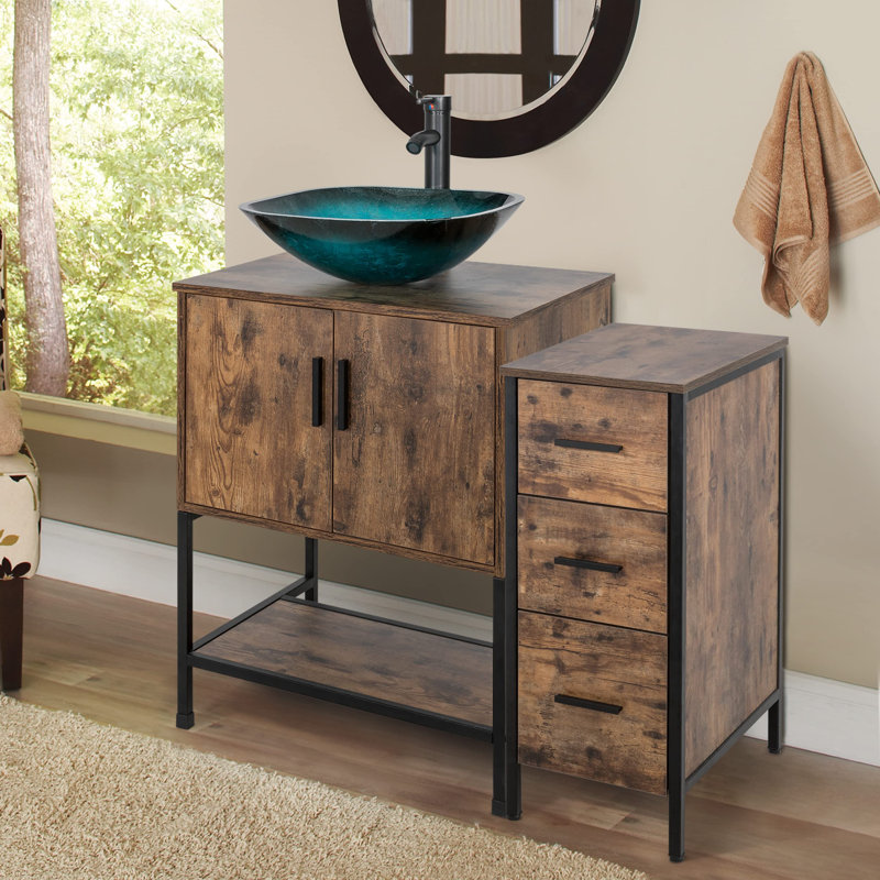 Ensemble de meuble-lavabo simple 36 po Conrado, Brun, Brun
