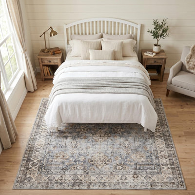 Vintage Boho Washable Area Rug for Home and Office