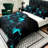 Teal Black Neon Geometric Comforter Set King Size,3 Piece Bed in a Bag,Abstract Square Plaid Check Bed Set for All Season-138222411-138222412
