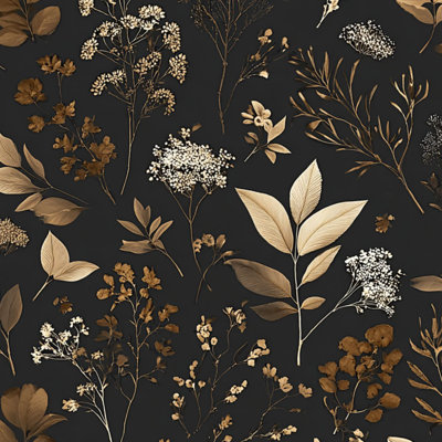 Papier peint adhésif bohème Boho Farmhouse Elegant Botanical Gold