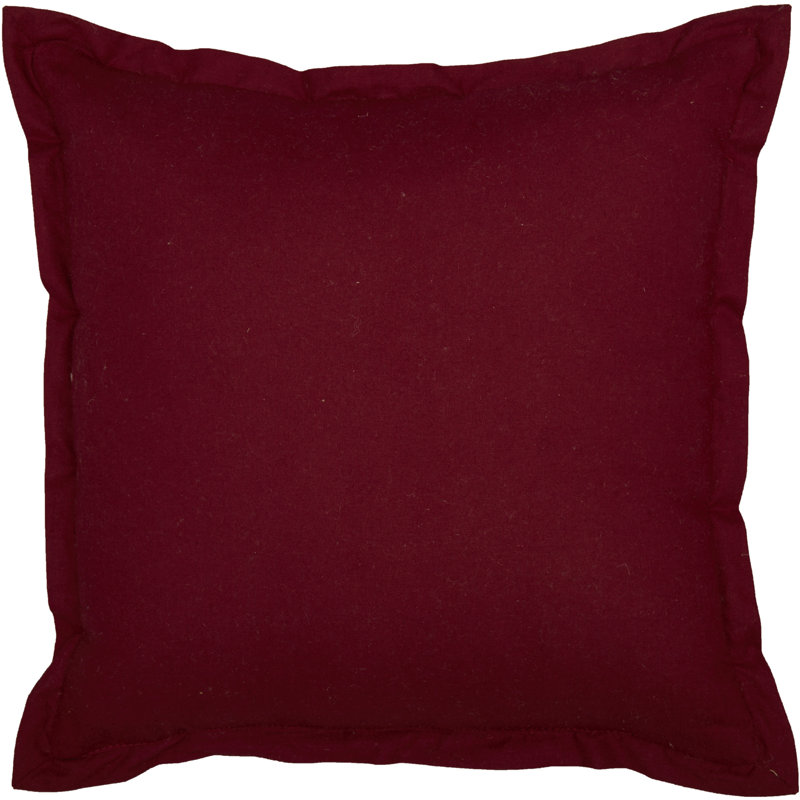 Burgundy and Tan Embroidered Star Quilted Pillow, 12x12