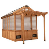 Ensemble de serre d'extérieur en bois de cèdre et polycarbonate 11 pi x 7 pi avec pergola Backyard Discovery Bellerose