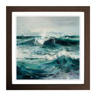 Ocean Gestural Art - Single Picture Frame Print on Wood
