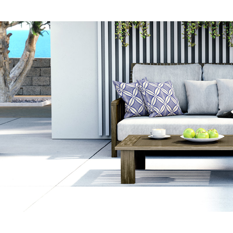 Jeté carré en polyester intérieur / extérieur, L 15 po x H 15 po, Bleu marine