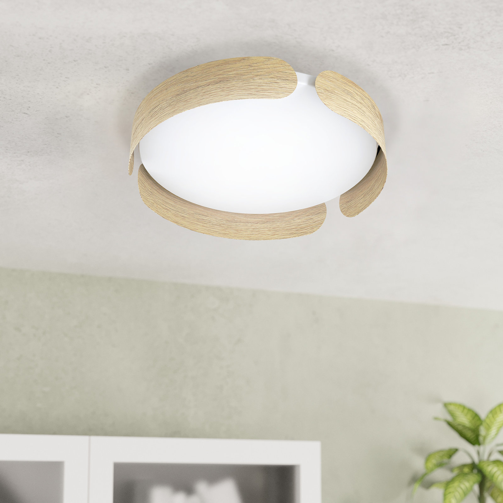 Narjis Single Light Flush Mount, Wood Color
