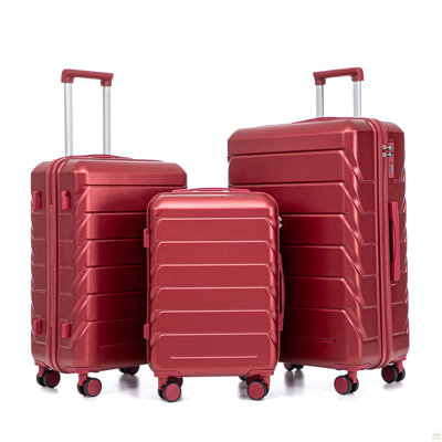 20"/24"/28" 3 pcs/set in ABS Spinner Wheel Luggage, Matching Color , With Combination Lock (Wine Red)