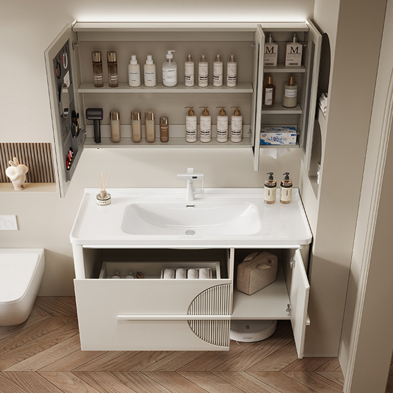 Armoire de salle de bain de style crème minimaliste