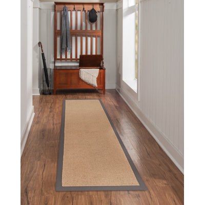 Nannette Handmade Dark Beige Berber with Slate Cotton Border Made in the USA Area Rug