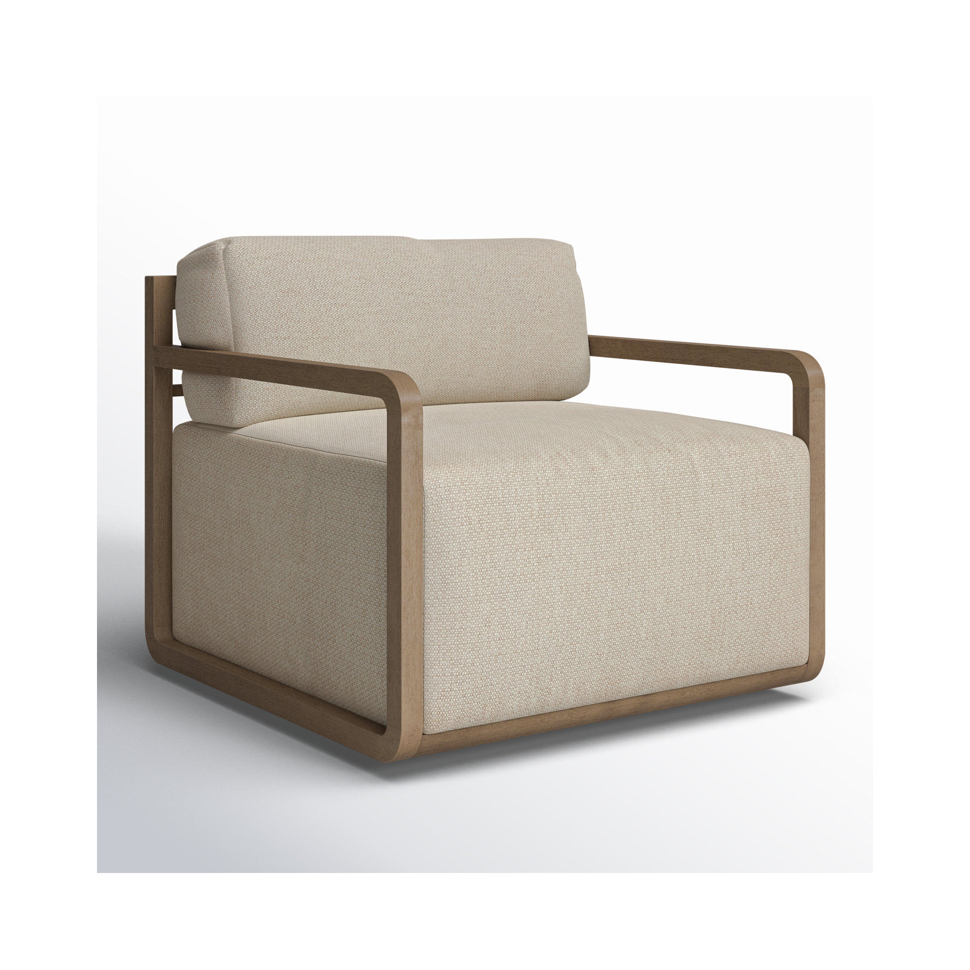 Navarre Swivel Teak Outdoor Lounge Chair, Faye Sand