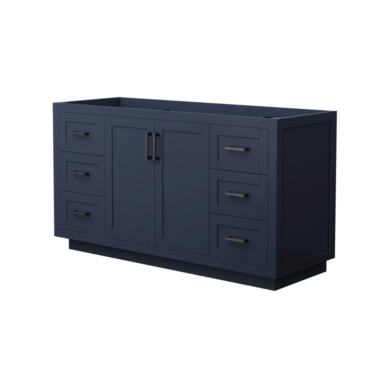 Base de meuble-lavabo simple autoportante 59,25 po Miranda, Bleu foncé / noir mat