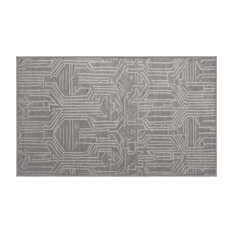Machine Washable Gray Area Rug, Rectangle 5' x 8'