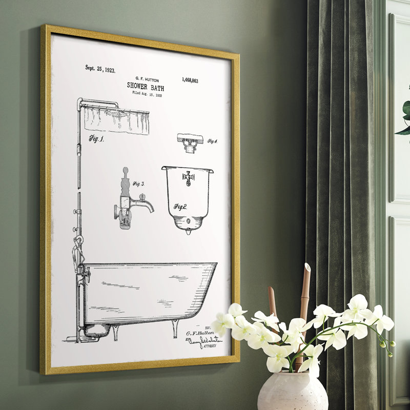 «Vintage Bath I», reproduction encadrée - bois massif, H 14 po x l 11 po