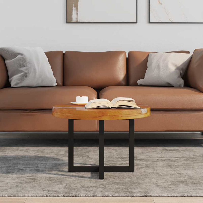 Table basse avec finition laquée, faite à la main, 23,6 po x 15,8 po, bois de teck massif, multicolore